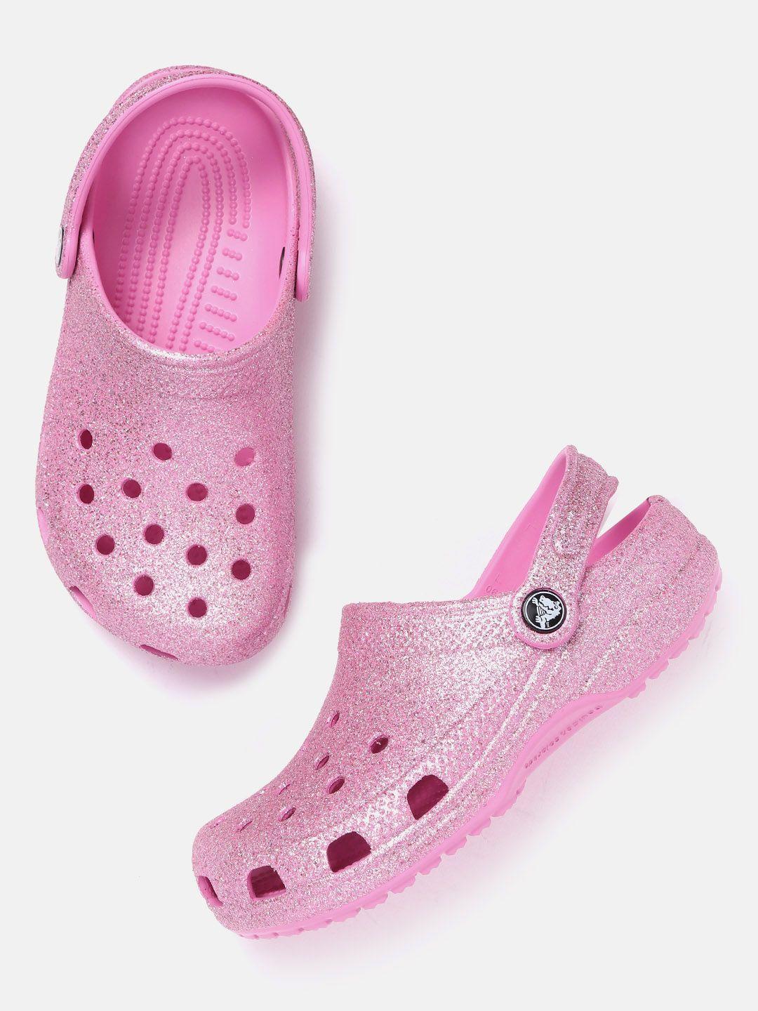 crocs women pink shimmery croslite clogs