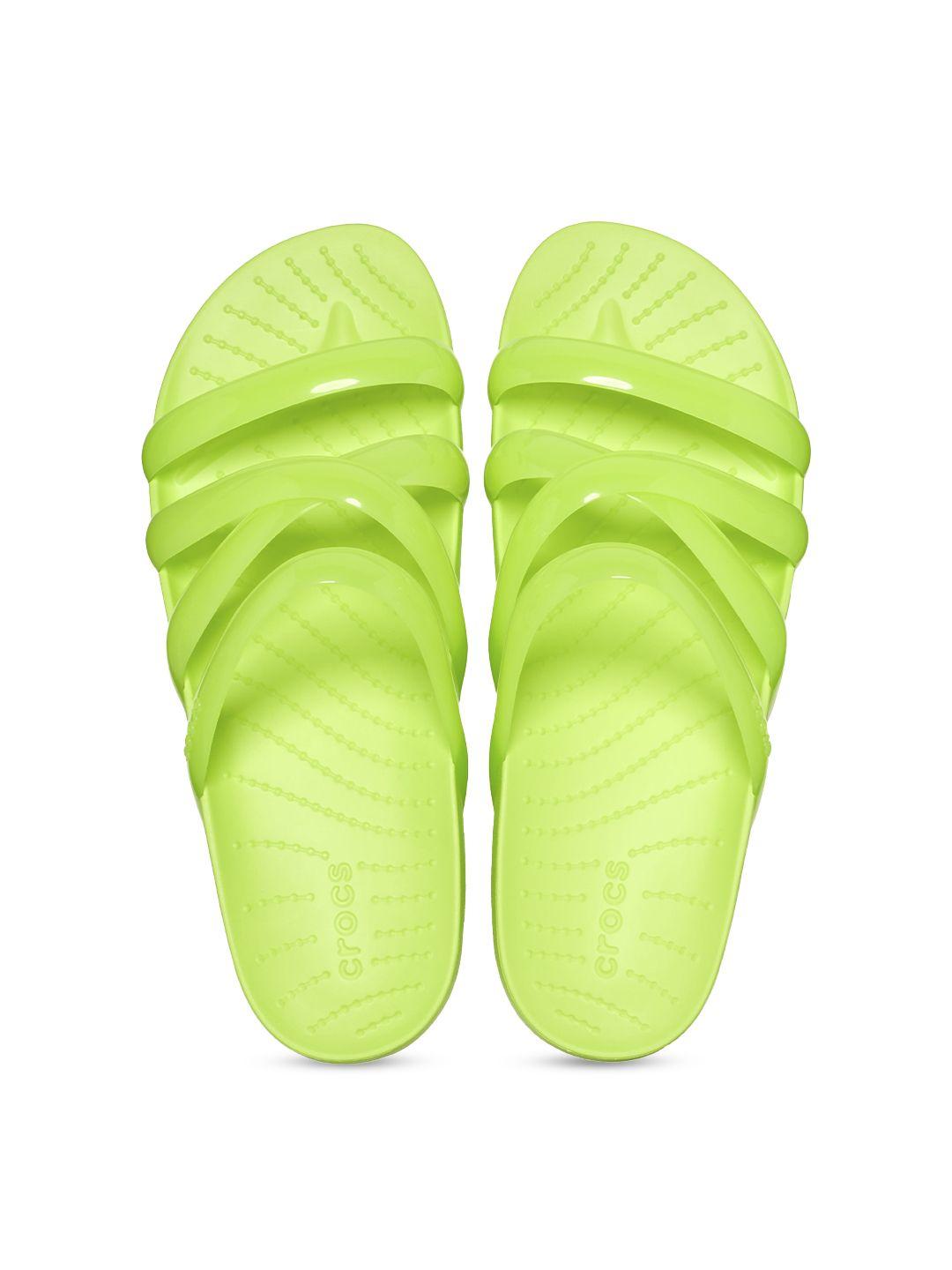 crocs women textured open toe flats