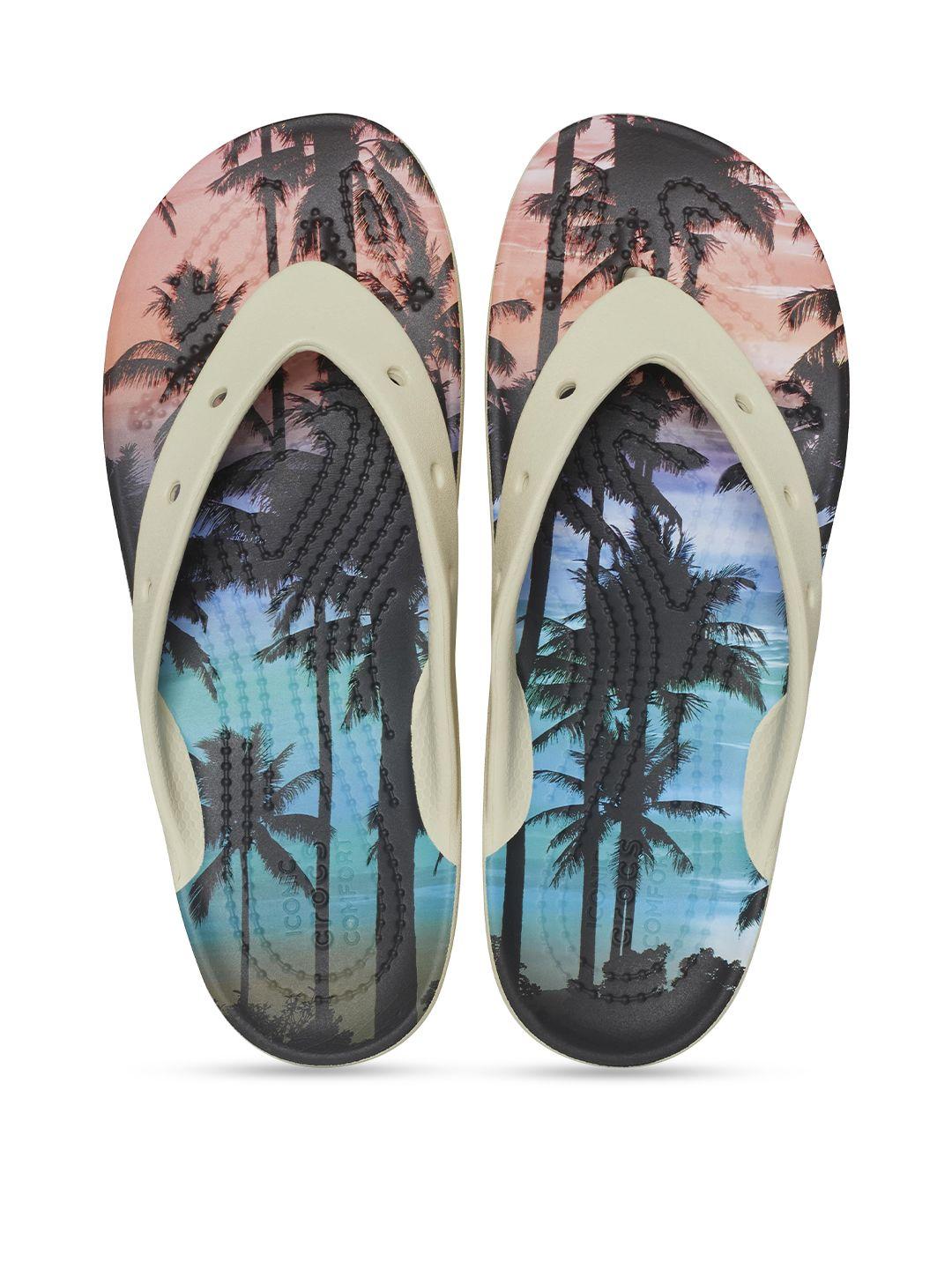 crocs women tropical printed croslite thong flip-flops