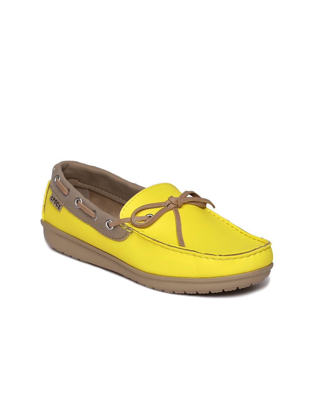 crocs women yellow boat shoes