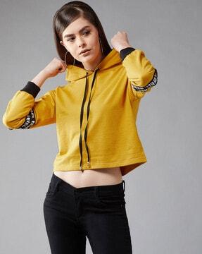 crop hoodie with contrast hem