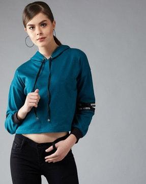 crop hoodie with contrast hem