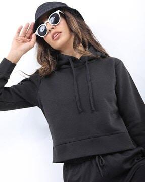 crop hoodie with drawstring