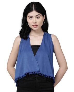crop shrug with lace panel