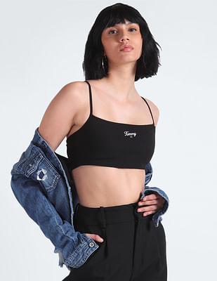 crop strap script top