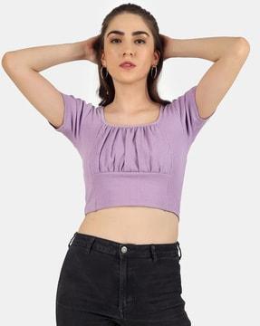 crop top tube top with cap sleeves