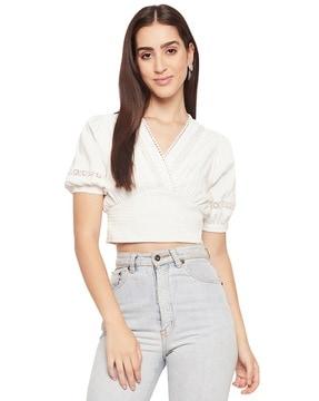 crop top with embroidered trim