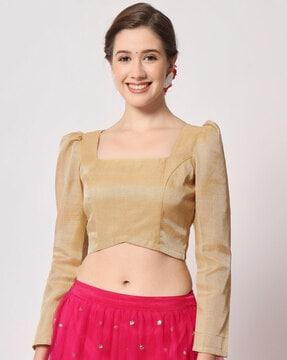 crop top with puff sleeves