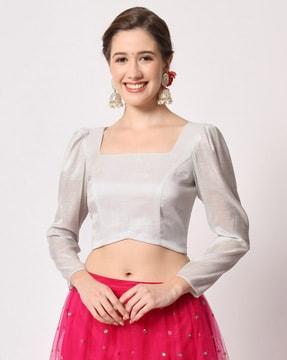 crop top with puff sleeves