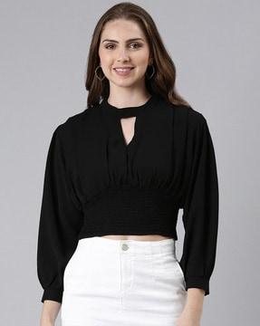 crop top with smocked waist