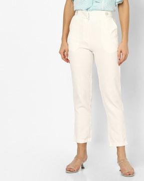 cropped flat-front pants