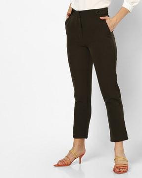 cropped flat-front pants