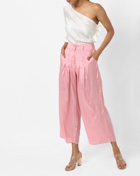 cropped palazzo pants with pleats