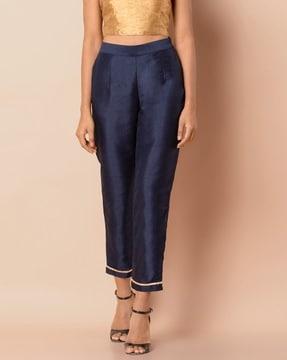 cropped cigarette pants with gota embroidery