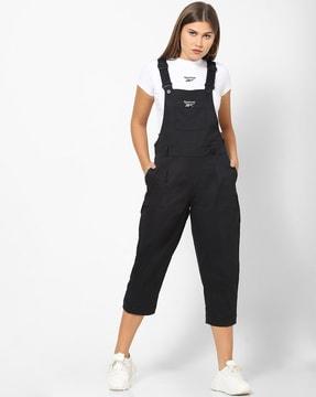 cropped dungarees with adjustable straps