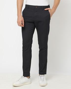 cropped fit flat-front trousers