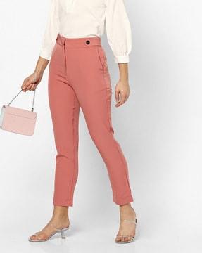 cropped flat-front pants