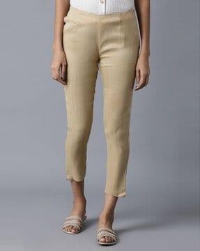 cropped pants with semi-elasticated waist