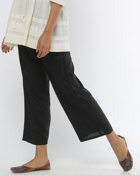 cropped pants with semi-elasticated waist