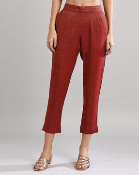 cropped pants with semi-elasticated waistband