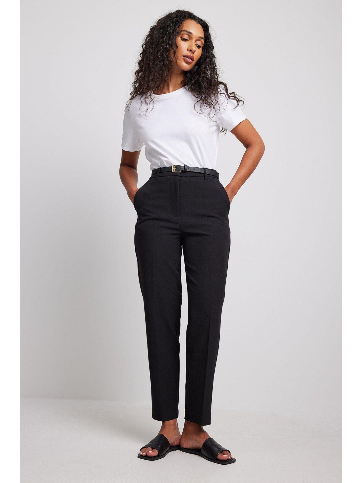 cropped regular suit pants black