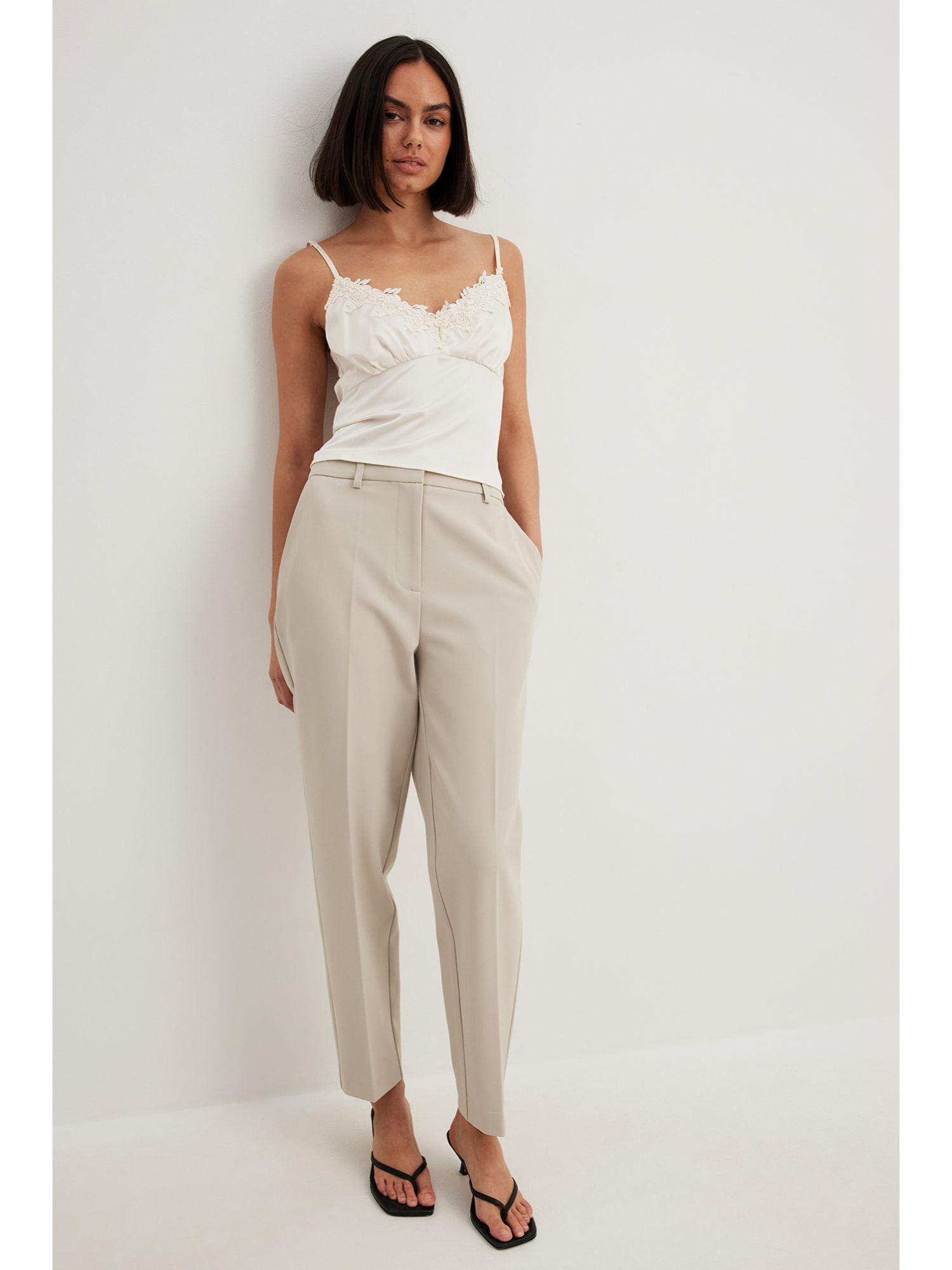 cropped regular suit pants sand