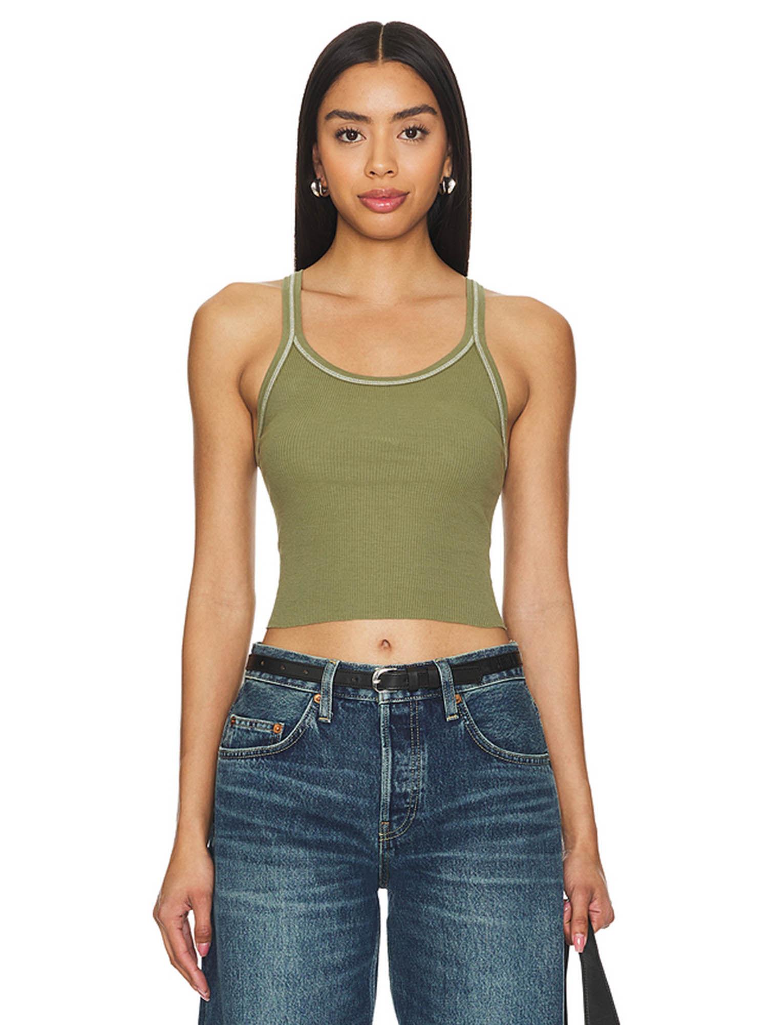 cropped ribbed tank