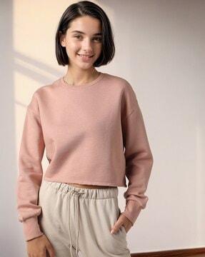 cropped round-neck sweatshirt