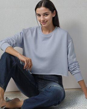 cropped round-neck sweatshirt