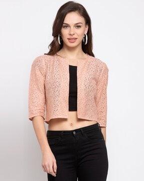 cropped shrug with front-open