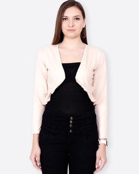 cropped shrug with open-front