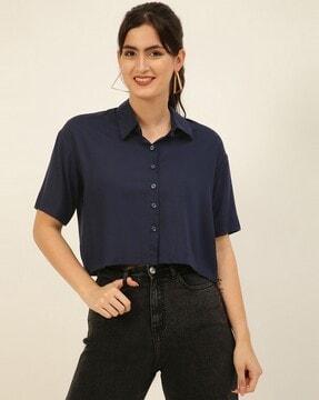 cropped slim fit shirt