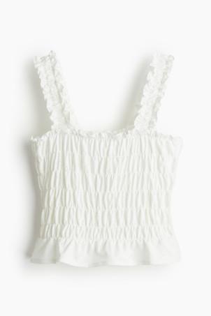 cropped smocked top