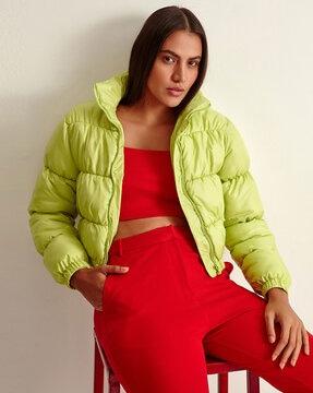 cropped zip-front puffer jacket