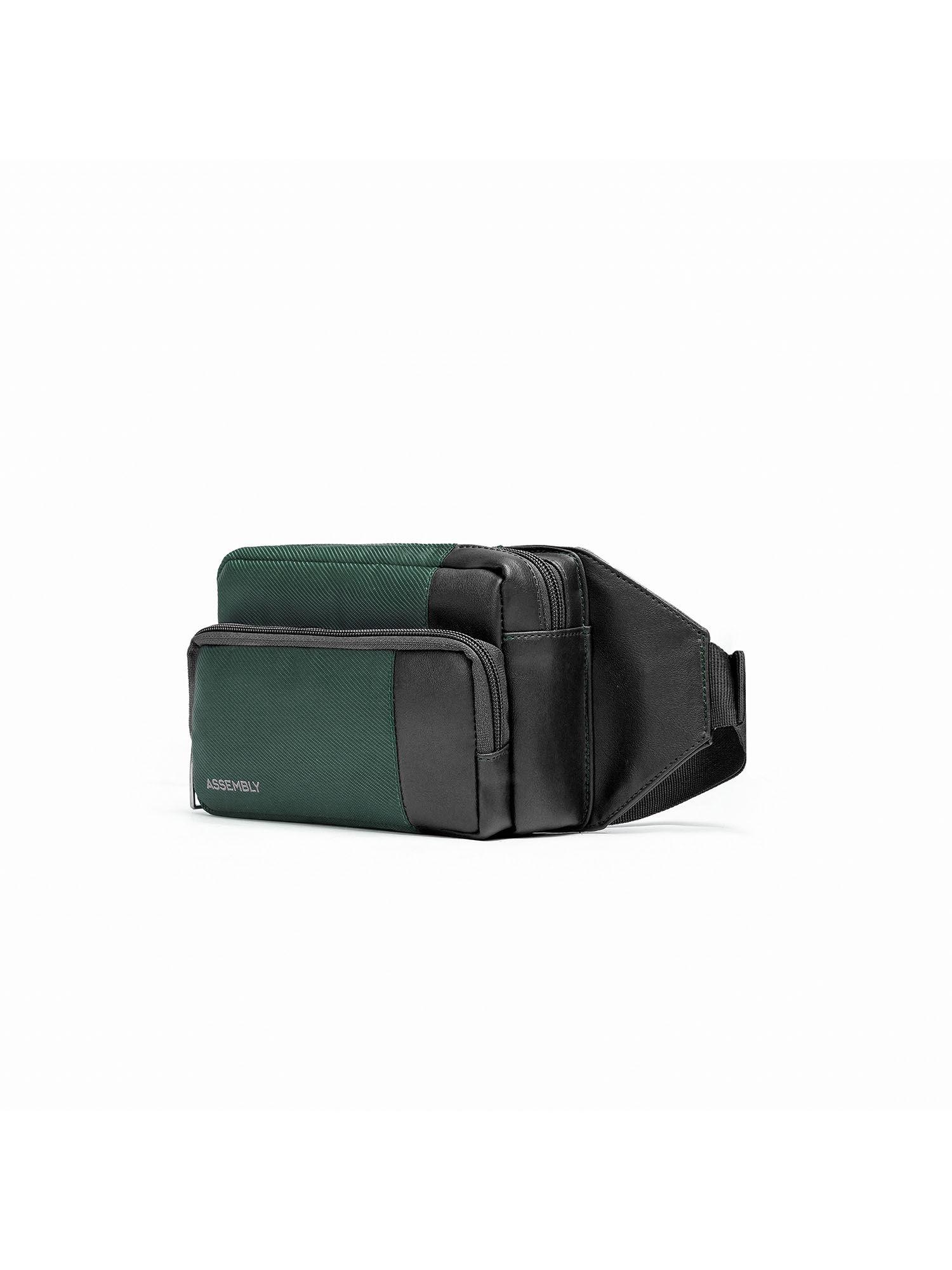 cross body fanny pack with adjustable straps and zipper pockets- green (s)