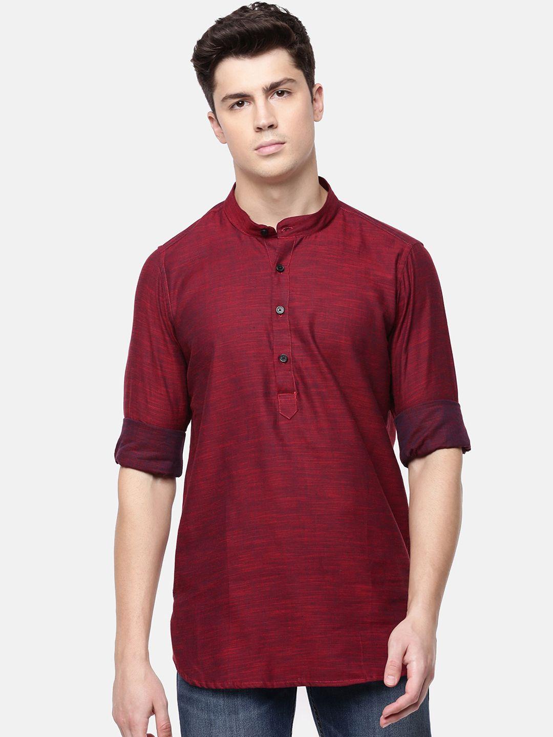 cross court band collar pure cotton short kurta