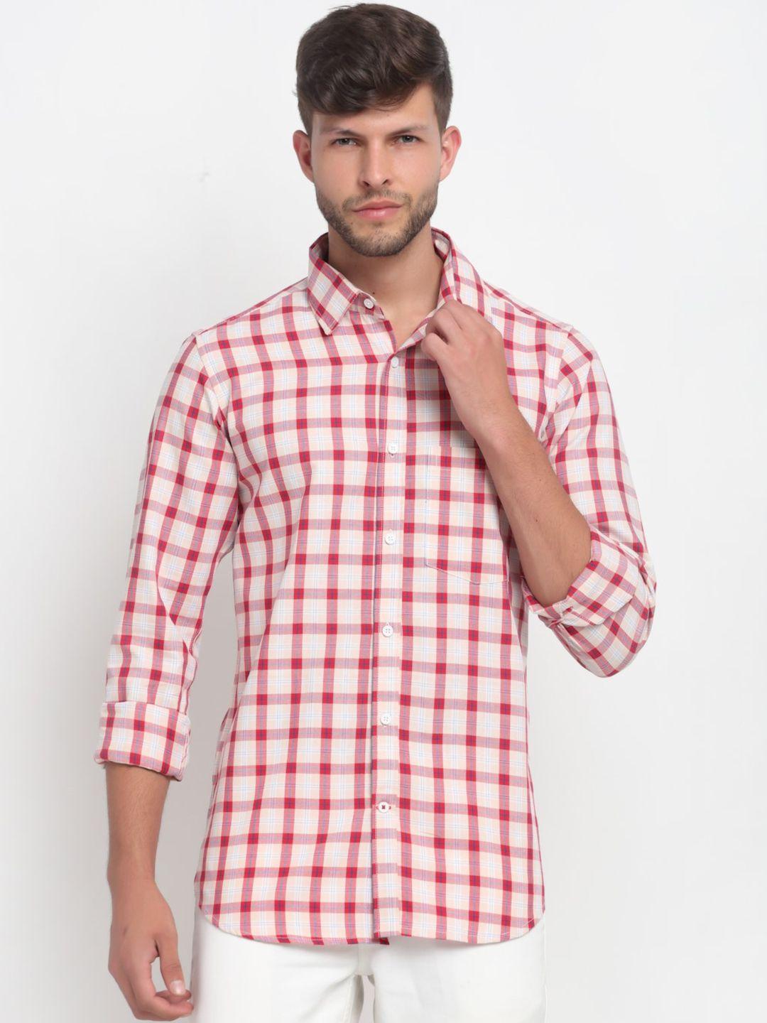 cross court classic slim fit tartan checked casual shirt