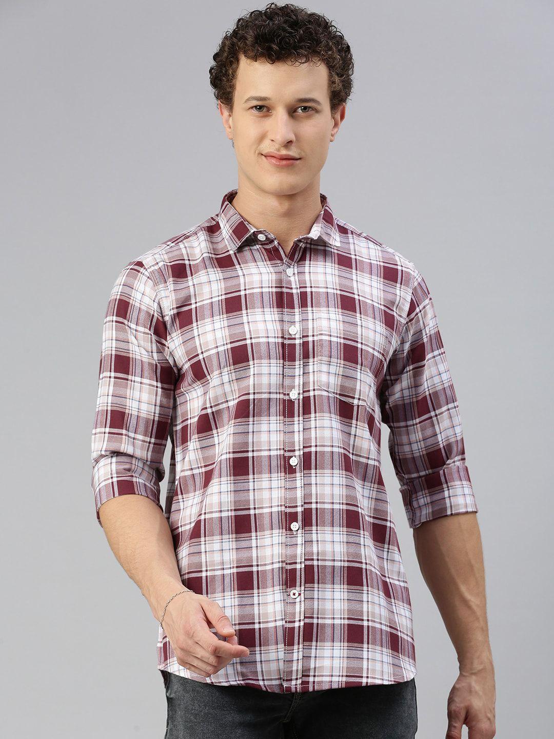 cross court classic tartan checked spread collar casual shirt