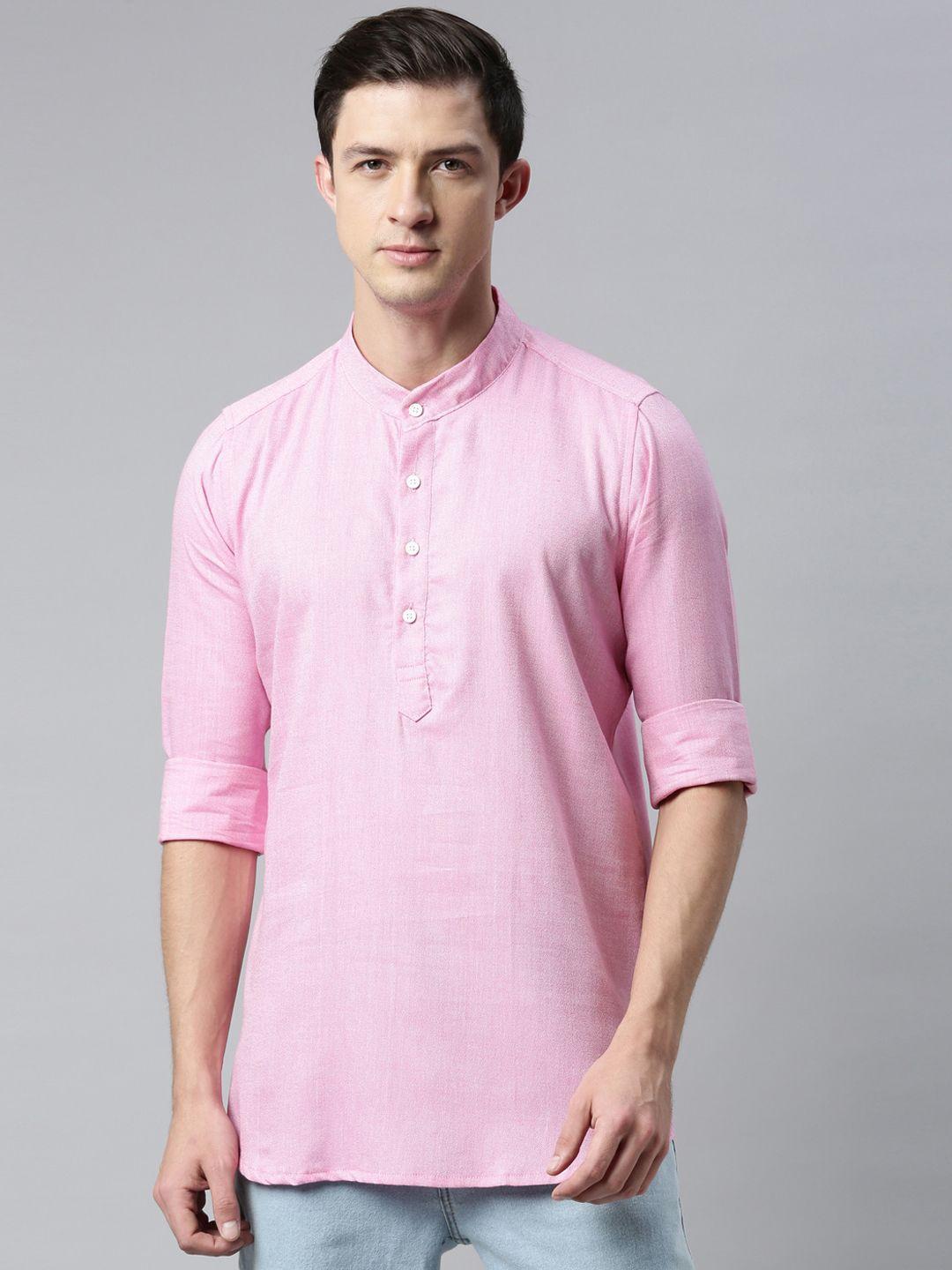 cross court men pink solid regular kurta