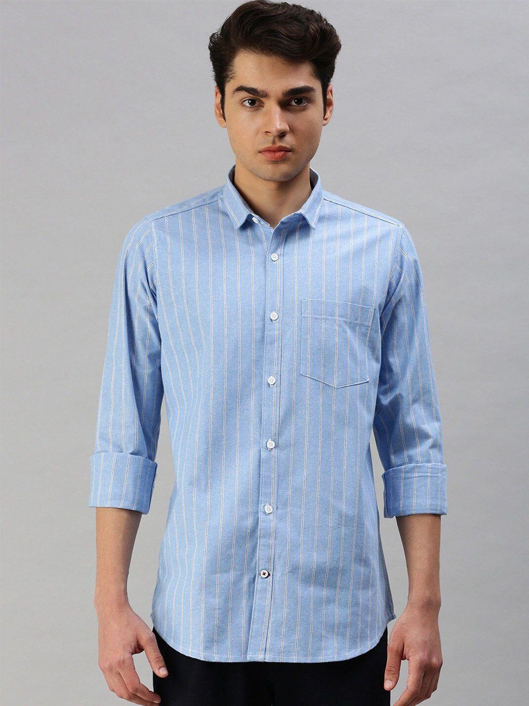 cross court vertical striped pure cotton casual shirt