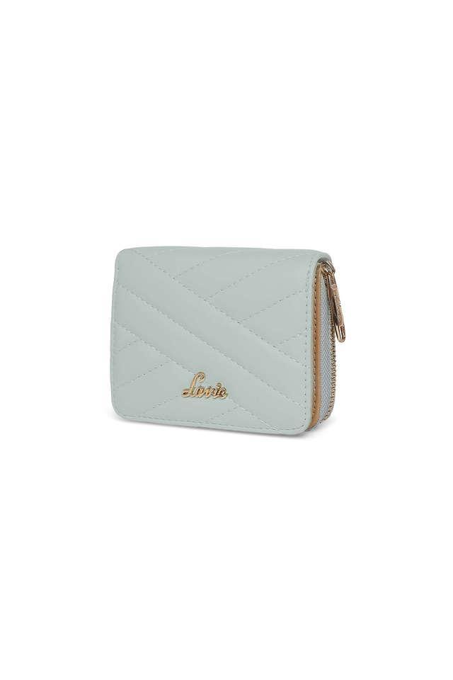 cross flap synthetic leather zipper closure womens wallet