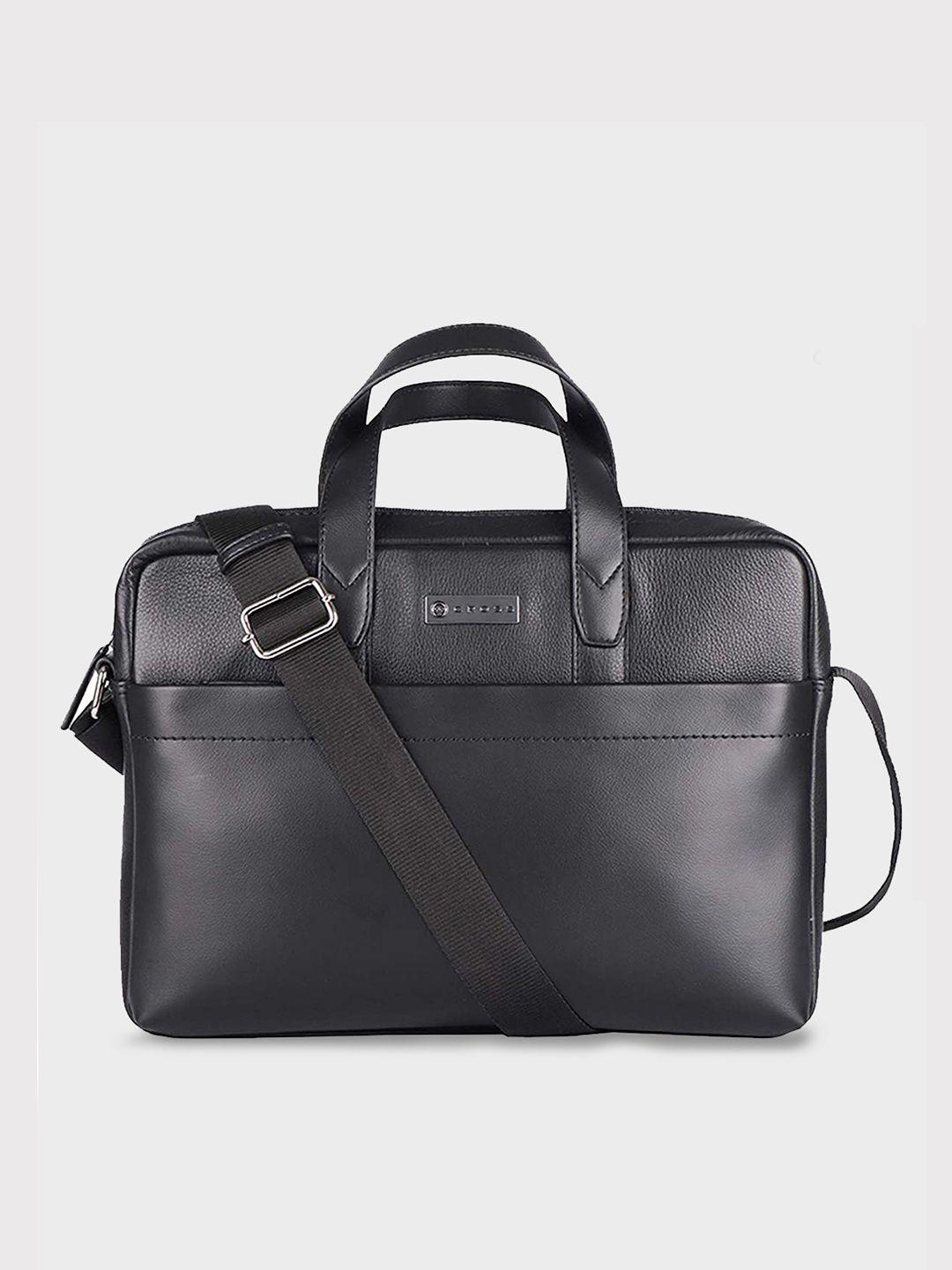 cross men black solid pu leather laptop messenger bag