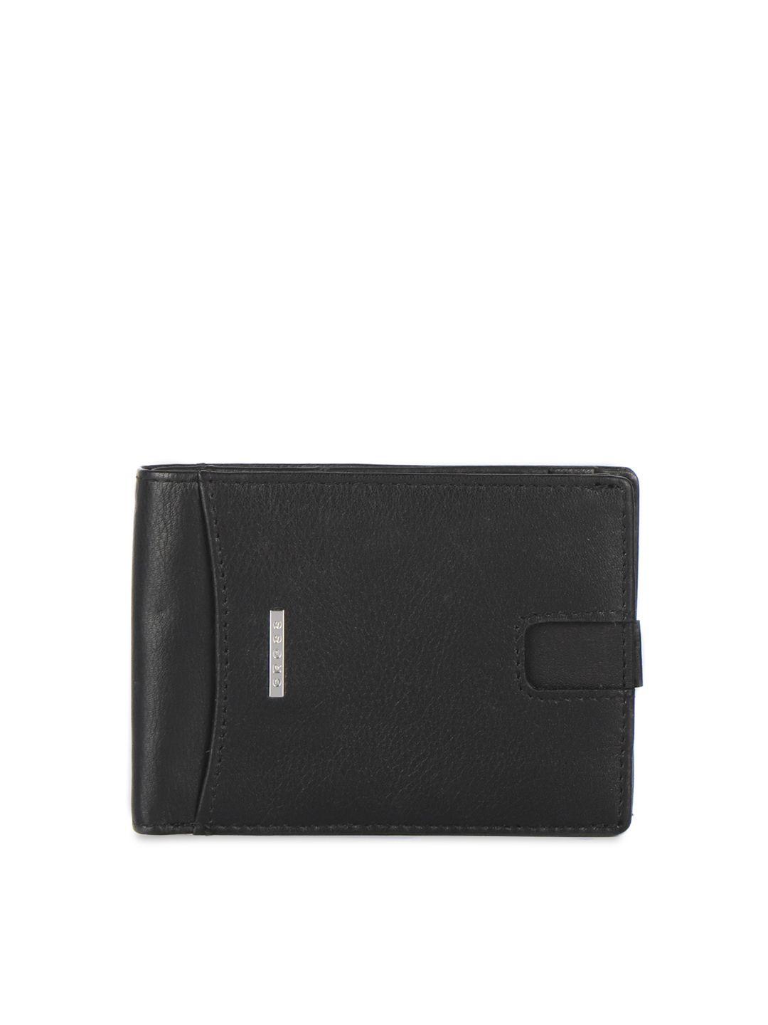cross men black solid rfid protected leather two fold wallet