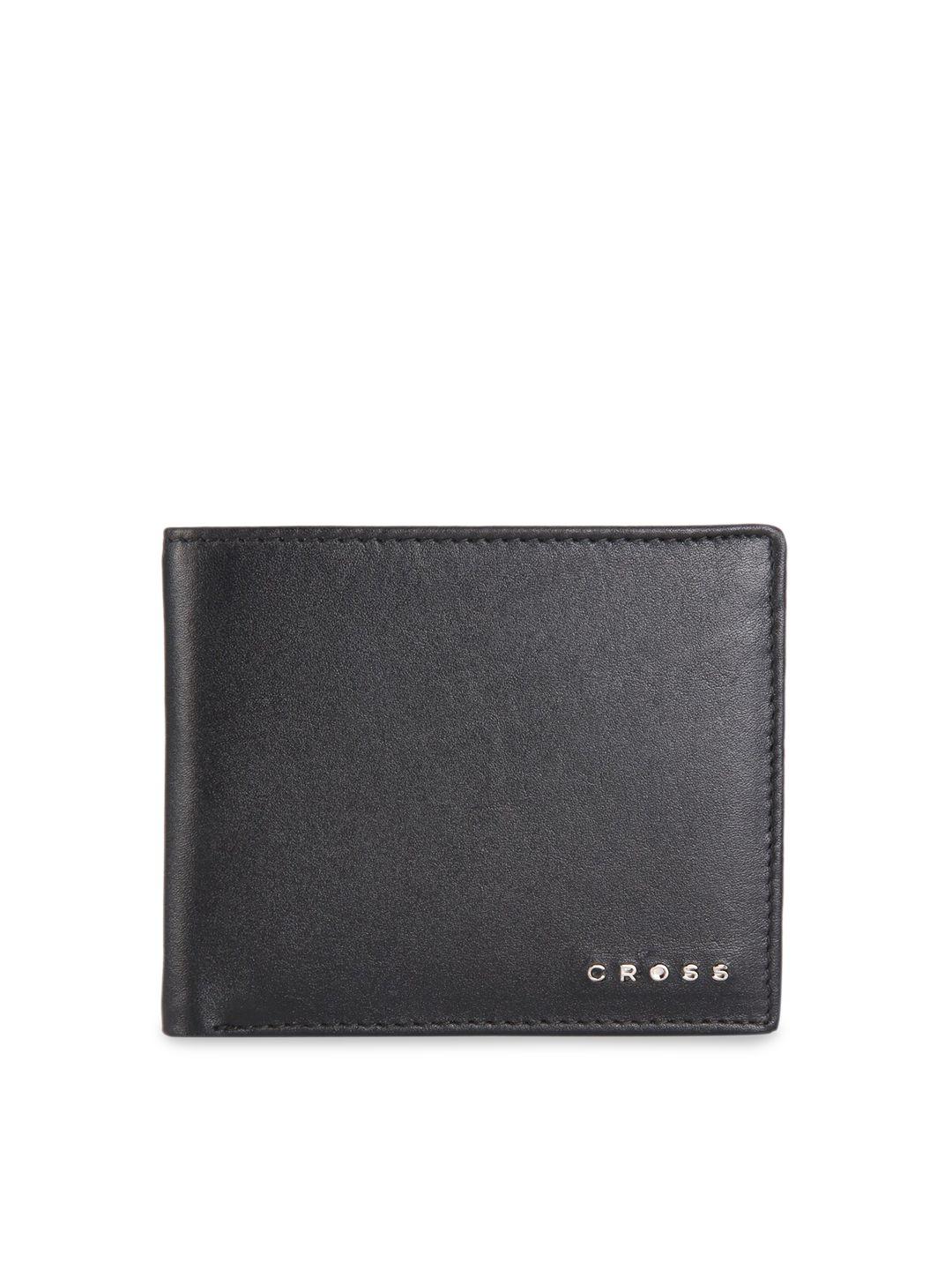 cross men black solid two fold wallet