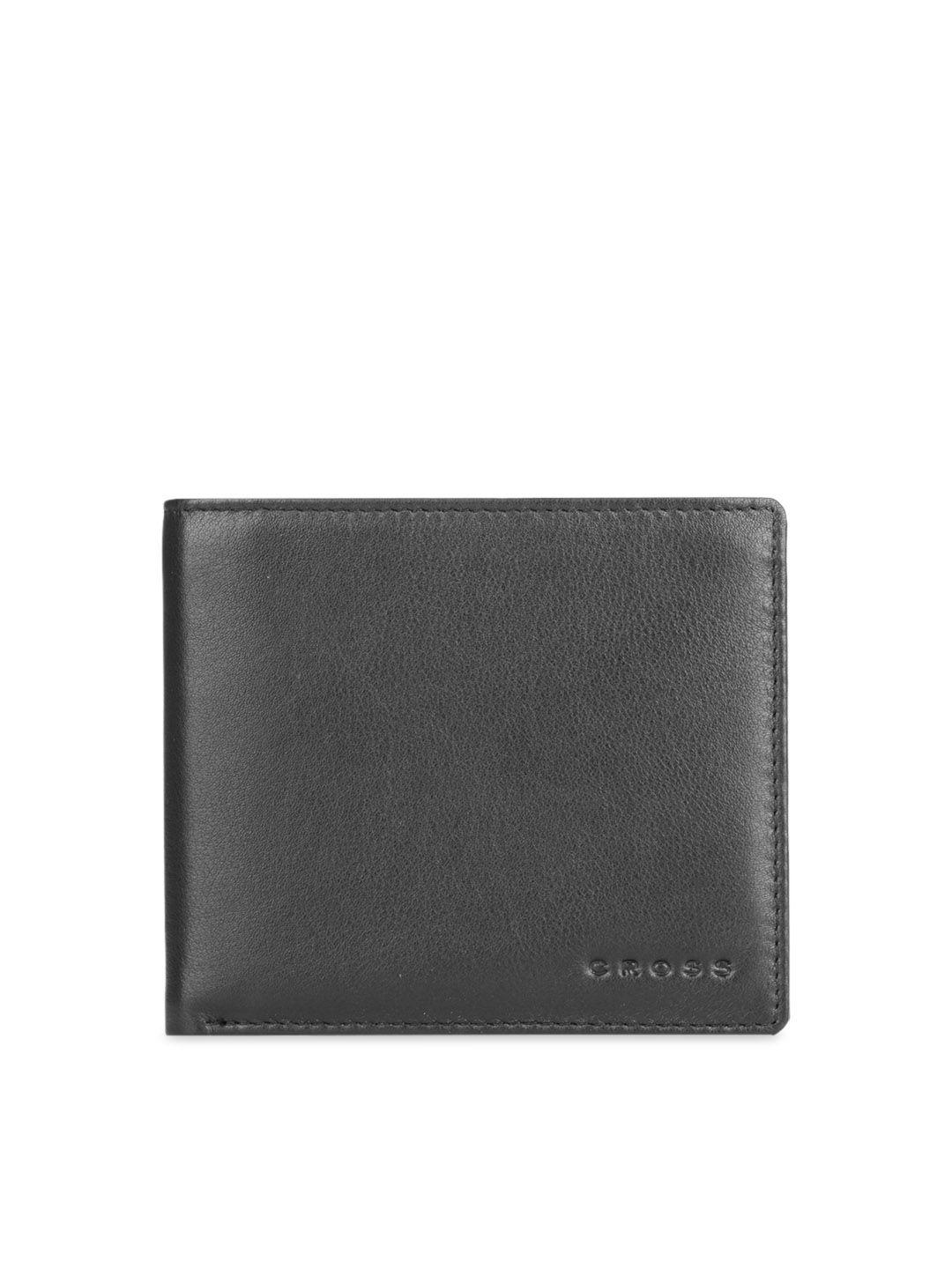 cross men black solid two fold wallet