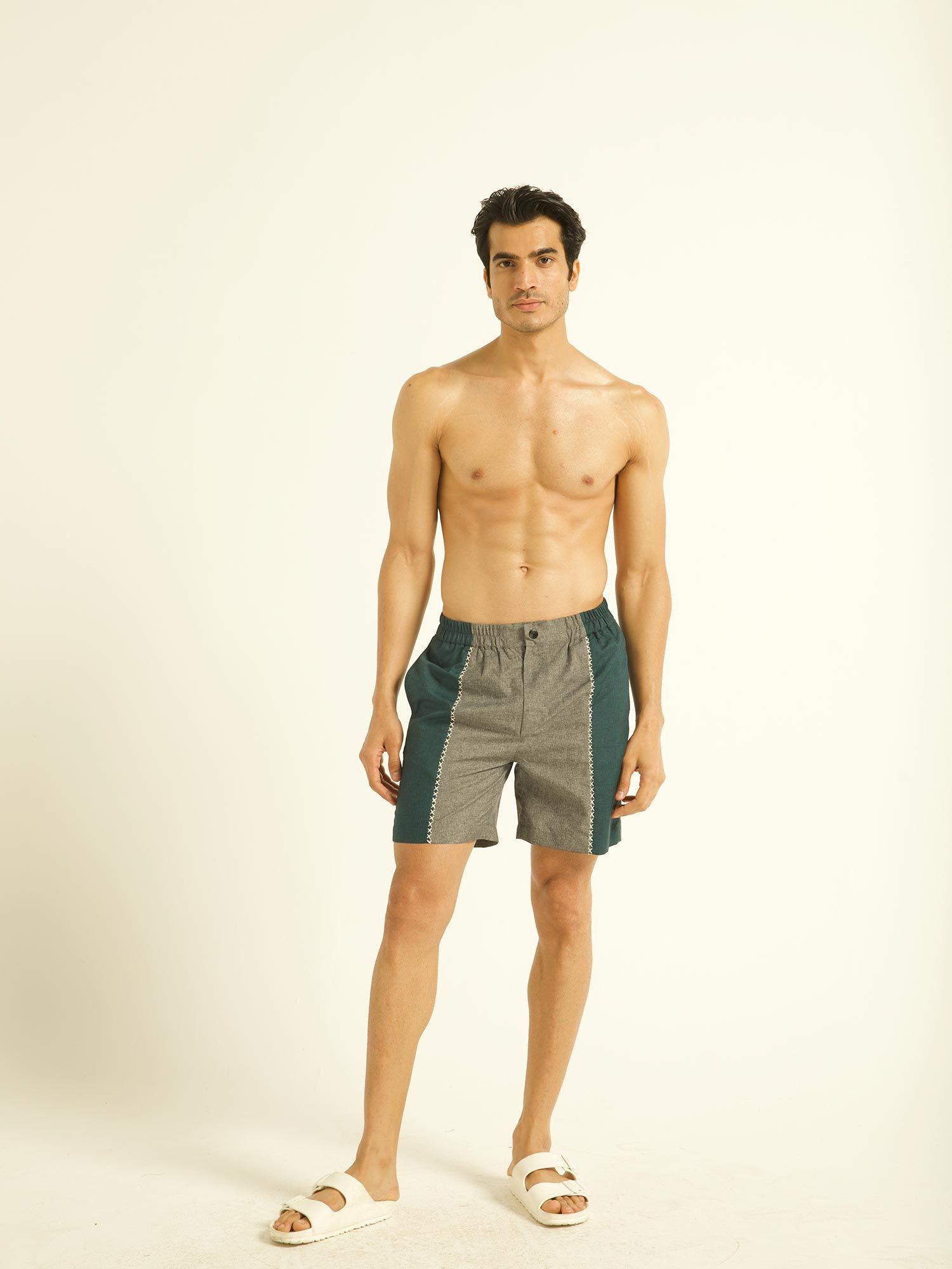 cross stitch blocked swim shorts