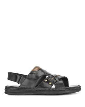 cross strap sandals with velcro fastening