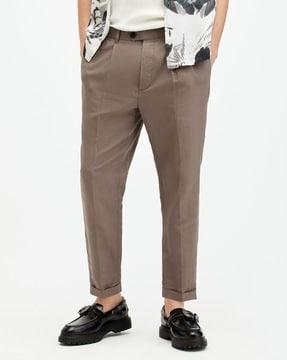 cross tallis linen tapered fit trousers