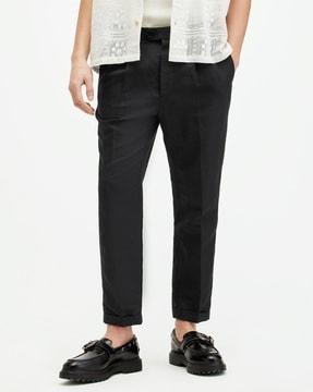 cross tallis linen tapered fit trousers