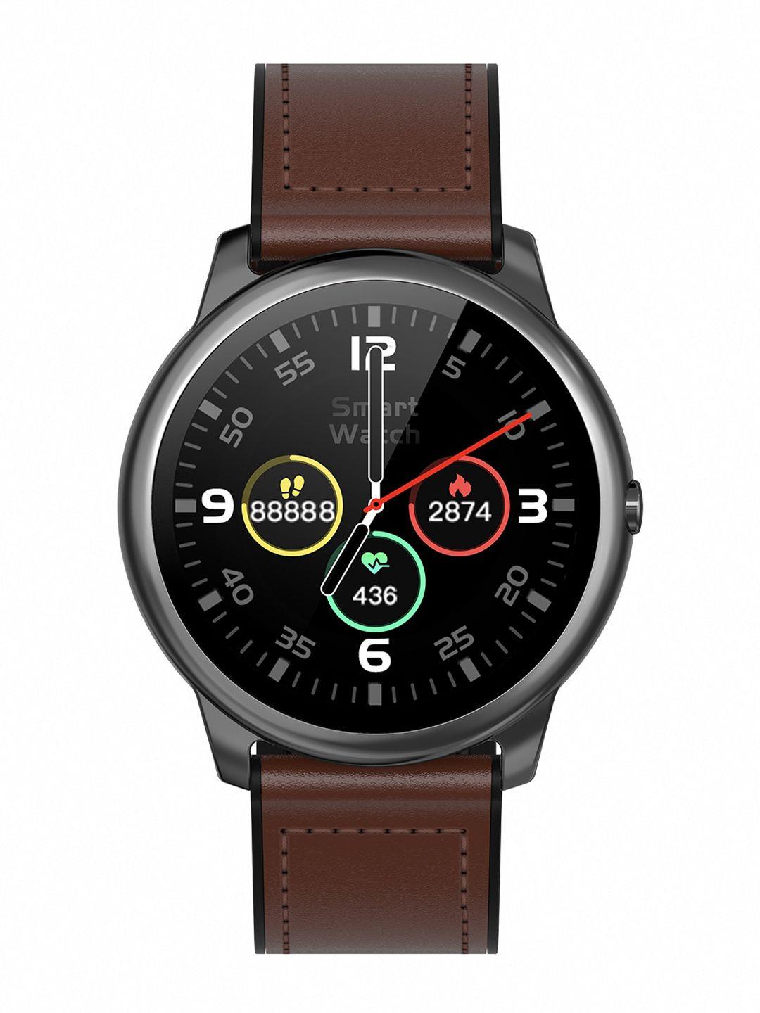 crossbeats brown & black orbit bluetooth calling with spo2 multi tracker smart watch